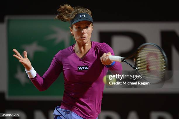 Varvara Lepchenko of the USA looks on in her match against Serena Williams of the USA during day 5 of the Internazionali BNL d'Italia 2014 on May 15,...