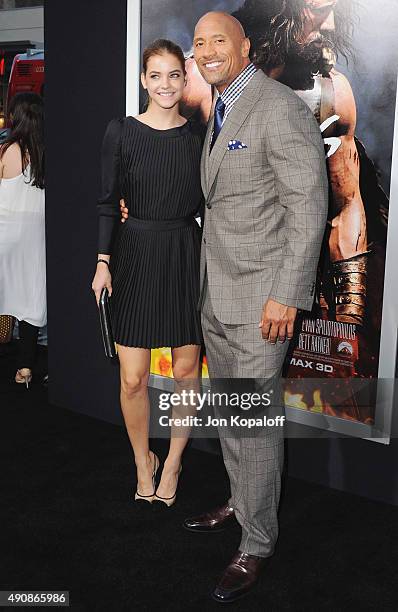 Model Barbara Palvin and actor Dwayne Johnson arrive at the Los Angeles Premiere "Hercules" at TCL Chinese Theatre on July 23, 2014 in Hollywood,...