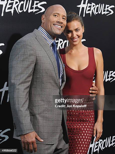 Actor Dwayne Johnson and model Irina Shayk arrive at the Los Angeles Premiere "Hercules" at TCL Chinese Theatre on July 23, 2014 in Hollywood,...