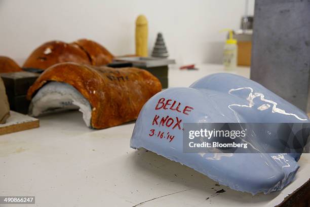 Mold of adult film actress Belle Knox's anatomy is displayed for a photograph in the design room at the Doc Johnson Enterprises manufacturing...