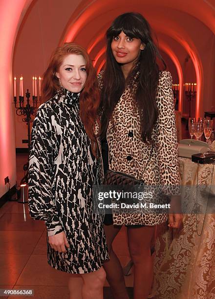 Nicola Roberts and Jameela Jamil attend a fundraising event in aid of the Nepal Youth Foundation hosted by David Walliams at Banqueting House on...