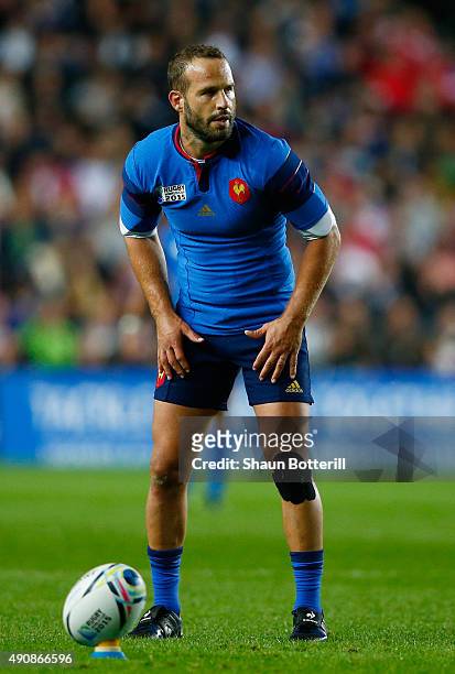 Frederic Michalak of France lines up a conversion during the 2015 Rugby World Cup Pool D match between France and Canada at Stadium mk on October 1,...