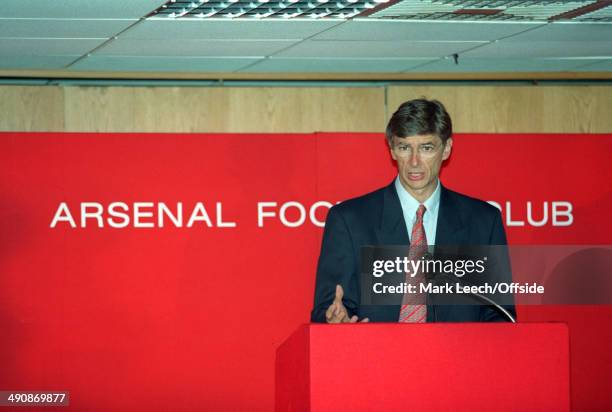 September 1996 - Arsene Wenger has his first press conference as Arsenal manager.