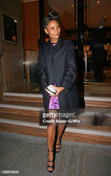 Thandie Newton is seen leaving Louis Vuitton private party on March 15, 2011 in London, United Kingdom.