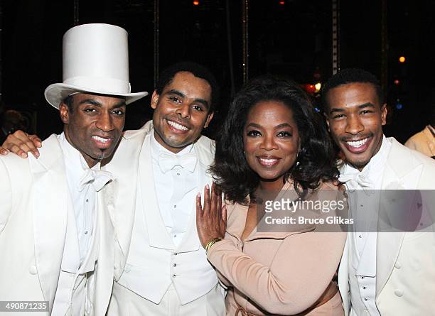 Desmond Richardson, Phillip Attmore, Oprah Winfrey and Justin Prescott pose backstage at the hit musical "After Midnight" on Broadway at The Brooks...