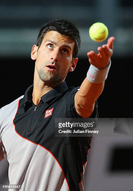 Novak Djokovic of Serbia in action in his match against Philipp Kohlshreiber of Germany during day five of the Internazionali BNL d'Italia tennis...