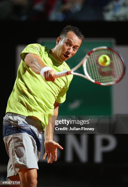 Philipp Kohlshreiber of Germany in action in his match against Novak Djokovic of Serbia during day five of the Internazionali BNL d'Italia tennis...