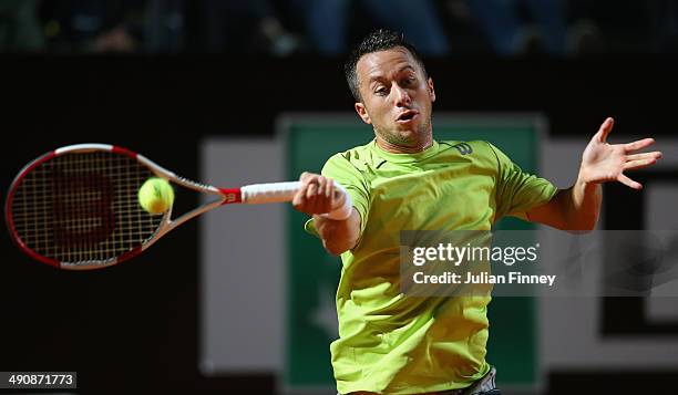 Philipp Kohlshreiber of Germany in action in his match against Novak Djokovic of Serbia during day five of the Internazionali BNL d'Italia tennis...