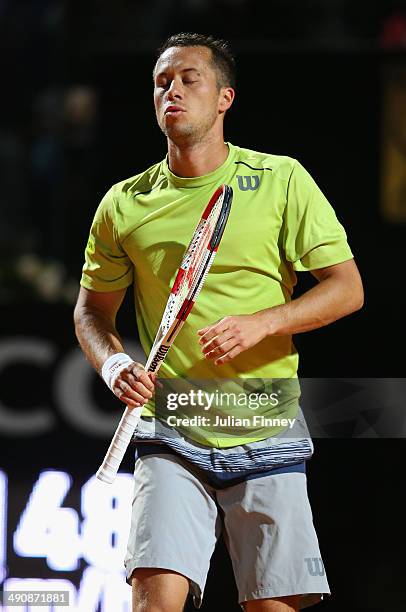 Philipp Kohlshreiber of Germany reacts in his match against Novak Djokovic of Serbia during day five of the Internazionali BNL d'Italia tennis 2014...