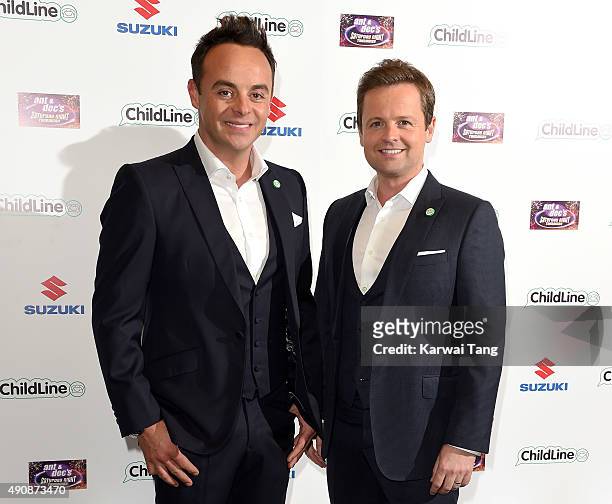 Anthony McPartlin and Declan Donnelly attend the Ant & Dec's Saturday Night Takeaway Childline Ball at Old Billingsgate Market on October 1, 2015 in...