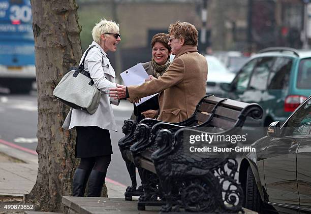 Robert Redford and his wife Sibylle Szaggars are seen on March 15, 2011 in London, United Kingdom.