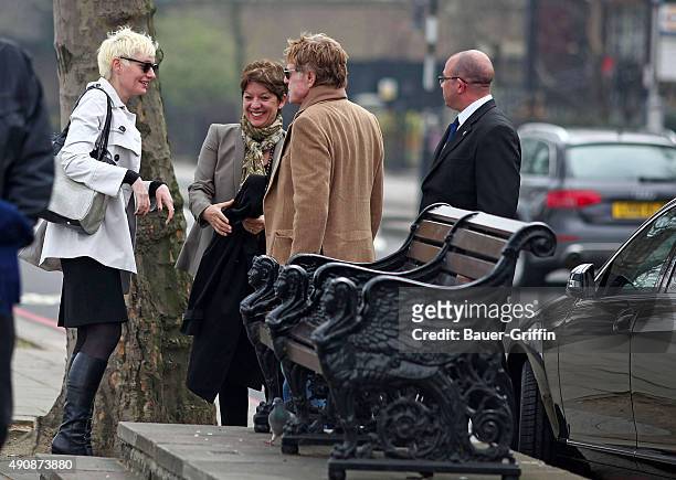 Robert Redford and his wife Sibylle Szaggars are seen on March 15, 2011 in London, United Kingdom.