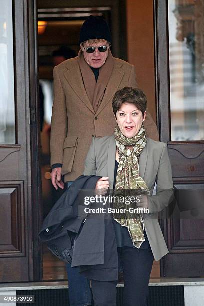 Robert Redford and his wife Sibylle Szaggars are seen on March 15, 2011 in London, United Kingdom.