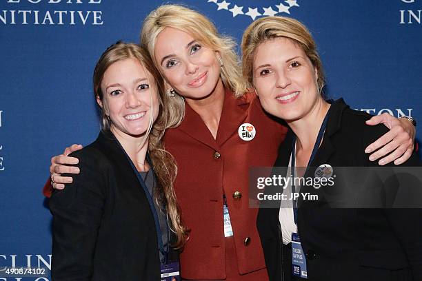 Emma Gross, CGI Committments, Eugenia Makhlin, CEO and Co-Founder of ELBI and Corinna Sayn-Wittgenstein pose for a photograph before the closing...