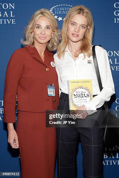 Corinna Sayn-Wittgenstein, Strategic Advisor at CGI and philanthropist and model Natalia Vodianova pose for a photograph before the closing session...