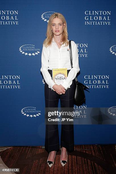 Philanthropist and model Natalia Vodianova poses for a photograph before speaking at the Clinton Global Initiative 2015 on September 29, 2015 in New...