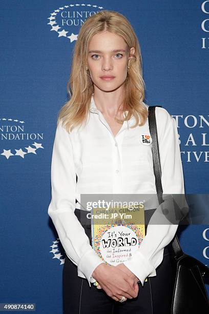 Philanthropist and model Natalia Vodianova poses for a photograph before speaking at the Clinton Global Initiative 2015 on September 29, 2015 in New...