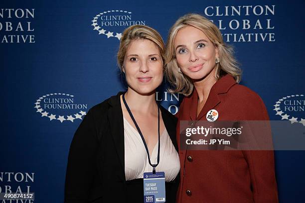 Eugenia Makhlin, CEO and Co-Founder of ELBI and Corinna Sayn-Wittgenstein pose for a photograph before the closing session during the Clinton Global...