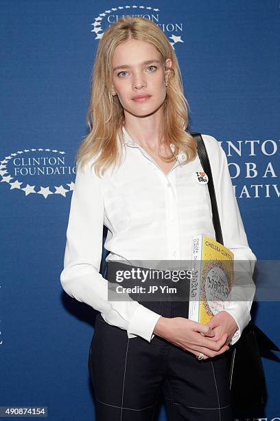 Philanthropist and model Natalia Vodianova poses for a photograph before speaking at the Clinton Global Initiative 2015 on September 29, 2015 in New...