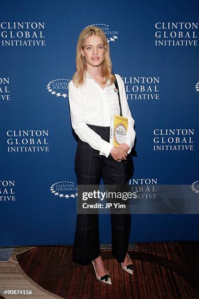 Philanthropist and model Natalia Vodianova poses for a photograph before speaking at the Clinton Global Initiative 2015 on September 29, 2015 in New...
