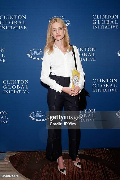 Philanthropist and model Natalia Vodianova poses for a photograph before speaking at the Clinton Global Initiative 2015 on September 29, 2015 in New...