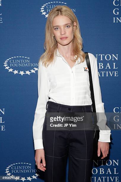 Philanthropist and model Natalia Vodianova poses for a photograph before speaking at the Clinton Global Initiative 2015 on September 29, 2015 in New...