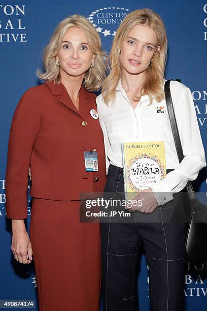 Corinna Sayn-Wittgenstein, Strategic Advisor at CGI and Philanthropist and model Natalia Vodianova pose for a photograph before the closing session...