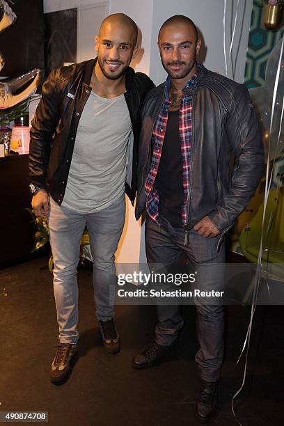 Abu Azaitar and Seyit Ali Shobeiri attend the 1st year anniversary celebrations of Tres Click on October 1, 2015 in Hamburg, Germany.