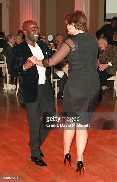 Melvin Odoom and guest attend a fundraising event in aid of the Nepal Youth Foundation hosted by David Walliams at Banqueting House on October 1,...
