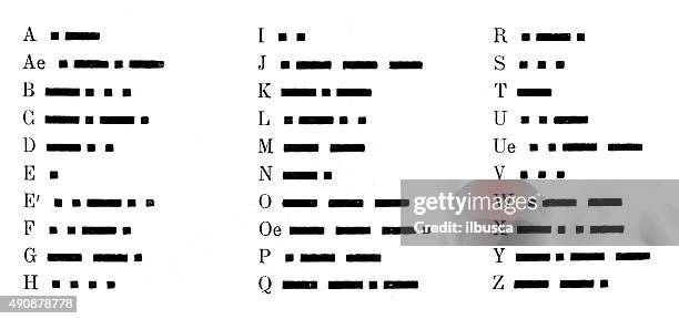 antique illustration of morse code letter - morse code alphabet stock illustrations
