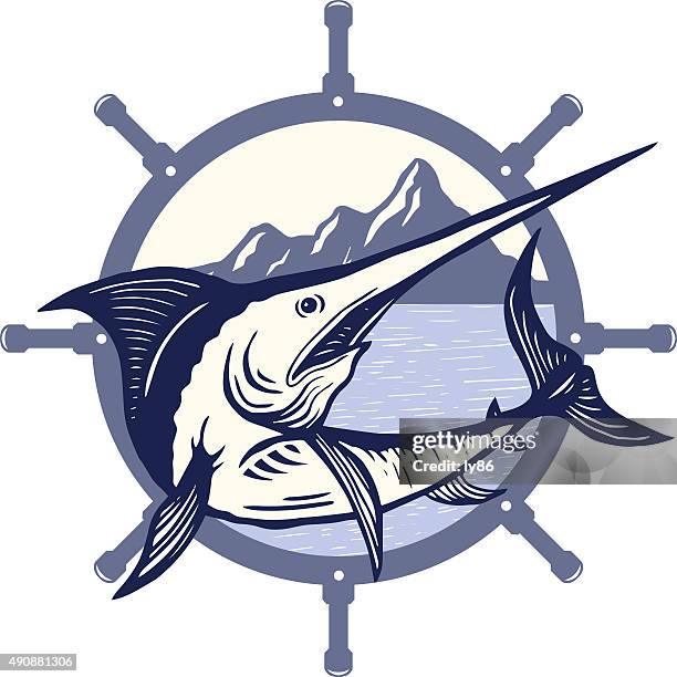 swordfish - fish jumping stock illustrations