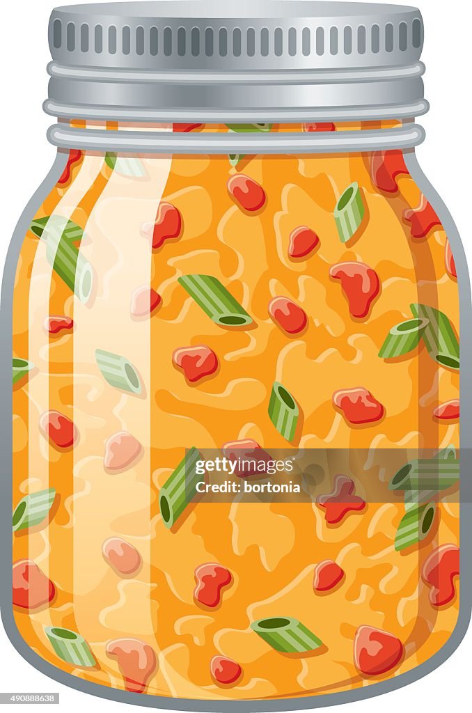 Glass Jar of Queso Cheese Dip