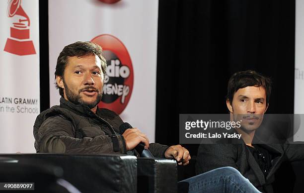 Argentinian musicians Diego Torres and Emmanuel Horvilleur attend Latin GRAMMY En Las Escuelas - Buenos Aires with the Universidad Nacional de Tres...