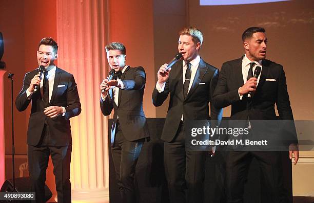 Martin McCafferty, Alfie Palmer, Andrew Bourn and Sean Ryder Wolf attend a fundraising event in aid of the Nepal Youth Foundation hosted by David...