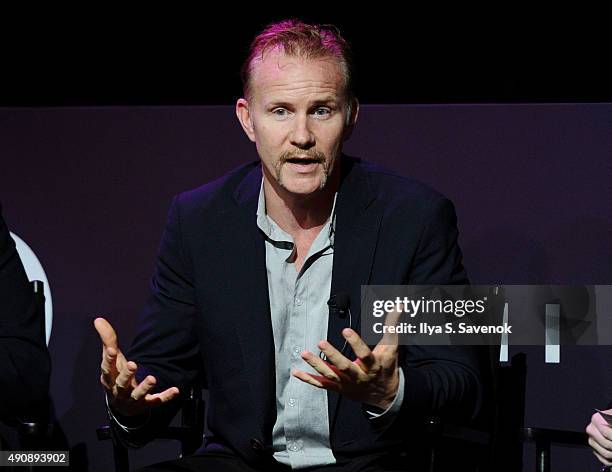 Warrior Poets Filmmaker, CEO and President Morgan Spurlock speaks onstage at The Evolution of Branded Content - From the Small Screen to the Big...