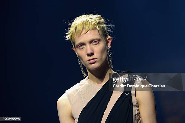 Model walks the runway during the Lanvin show as part of the Paris Fashion Week Womenswear Spring/Summer 2016 on October 1, 2015 in Paris, France.