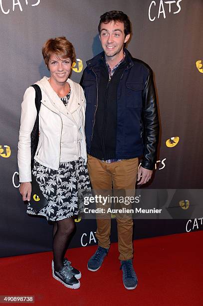 Elisabeth Bourgine and her son Jules Miesch attend the 'Cats' photocall at Theatre Mogador on October 1, 2015 in Paris, France.