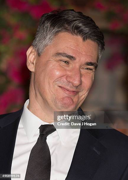 Croatia Prime Minister Zoran Milanovic attends the Croatia 'Full of Life' floating island party on London's River Thames on Butler's Wharf on October...