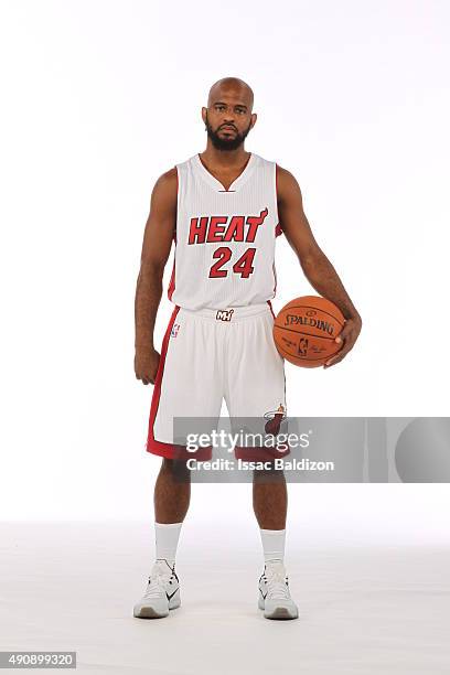 September 28: John Lucas III of the Miami Heat poses for a portrait during media day at the American Airlines Arena in Miami, Florida on September...