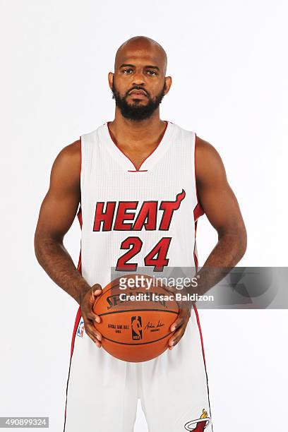 September 28: John Lucas III of the Miami Heat poses for a portrait during media day at the American Airlines Arena in Miami, Florida on September...