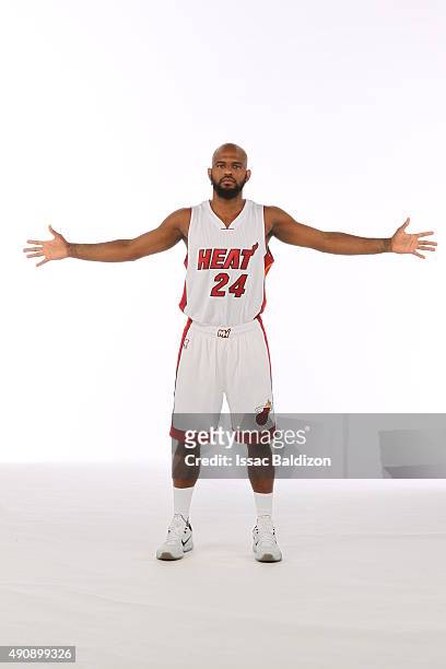 September 28: John Lucas III of the Miami Heat poses for a portrait during media day at the American Airlines Arena in Miami, Florida on September...