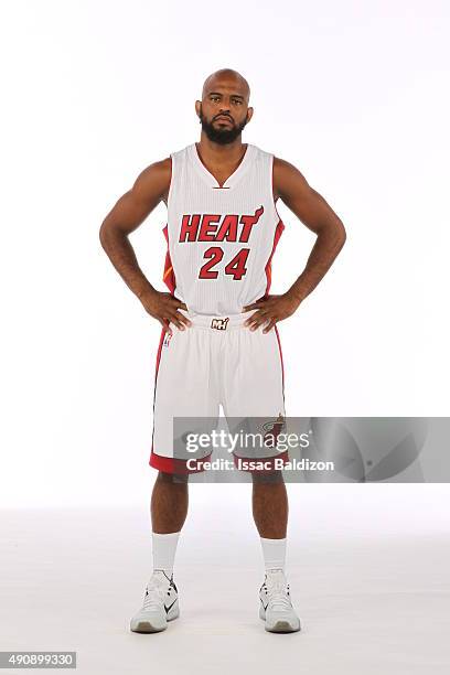 September 28: John Lucas III of the Miami Heat poses for a portrait during media day at the American Airlines Arena in Miami, Florida on September...