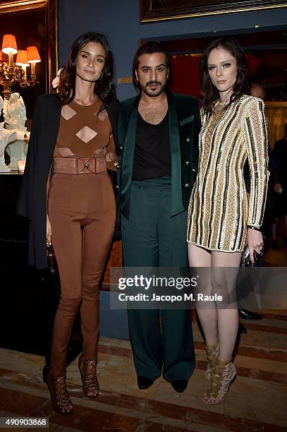 Caroline Ribeiro, Mohamed Sultan and Coco Rocha attend Balmain aftershow party as part of Paris Fashion Week Womenswear Spring/Summer 2016 at...