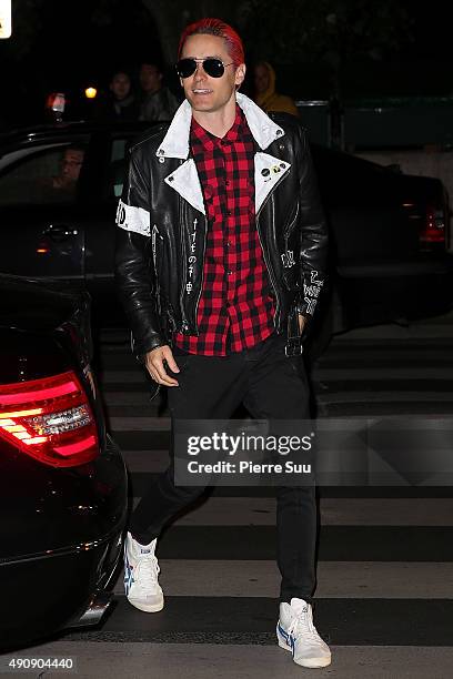 Jared Leto arrives at the Balmain After Show Party at 'Laperouse' restaurant as part of the Paris Fashion Week Womenswear Spring/Summer 2016 on...