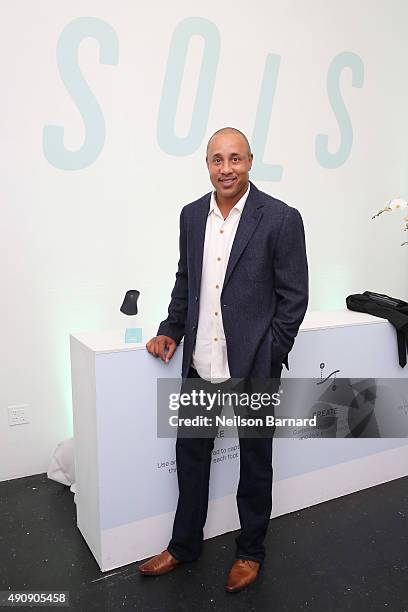 John Starks, former New York Knicks player attends the SOLS launch party for the new SOLS Flex on October 1, 2015 in New York City. SOLS Flex are...