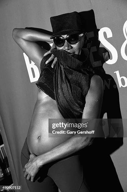 Grace Jones attends Grace Jones In Conversation With Tom Santopietro at Barnes & Noble Union Square on October 1, 2015 in New York City.