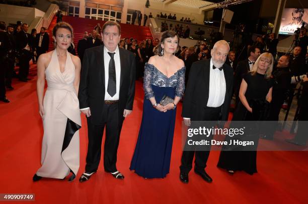 Actors Dorothy Atkinson, Timothy Spall, Marion Bailey, director Mike Leigh and producer Georgina Lowe attend the "Mr Turner" premiere during the 67th...