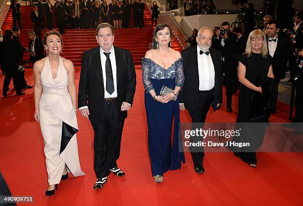 Actors Dorothy Atkinson, Timothy Spall, Marion Bailey, director Mike Leigh and producer Georgina Lowe attend the "Mr Turner" premiere during the 67th...