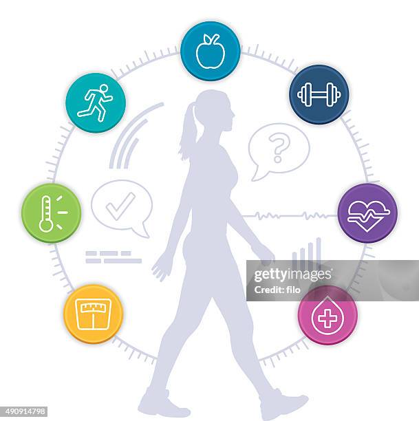 healthy woman - blood pressure cuff size stock illustrations