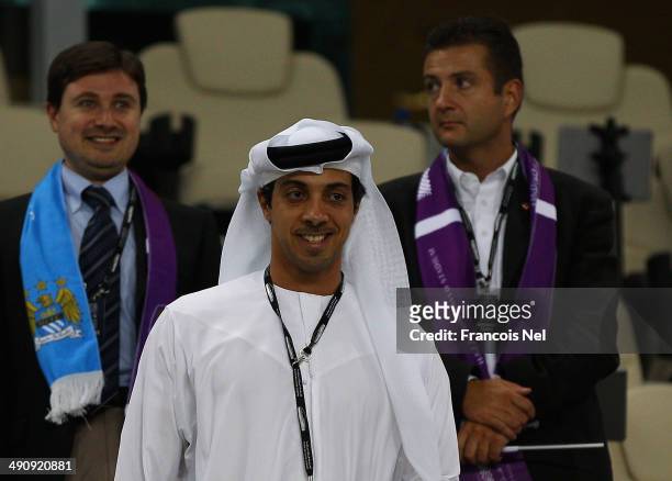 Manchester City owner Sheikh Mansour bin Zayed Al Nahyan are pictured during the friendly match between Al Ain and Manchester City at Hazza bin Zayed...